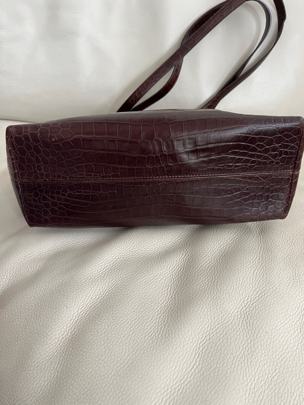 Ferragamo Luxury Brown Suede & Croc-print Leather Trim Tote Bag - Picture 9 of 9